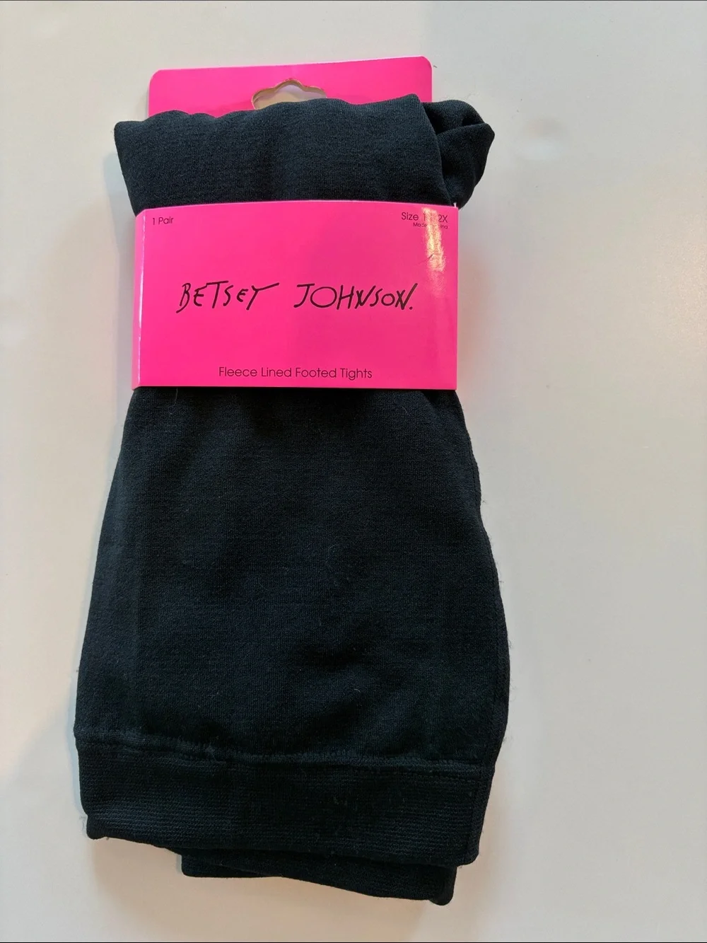 Betsy Johnson Fleece Lined Footed Black Tights XL New!